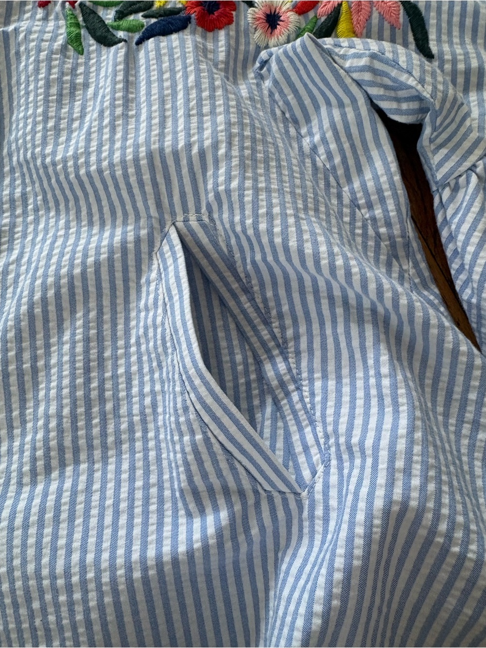 Zara Blue and White Striped embroidered jacket - Picture 13 of 13